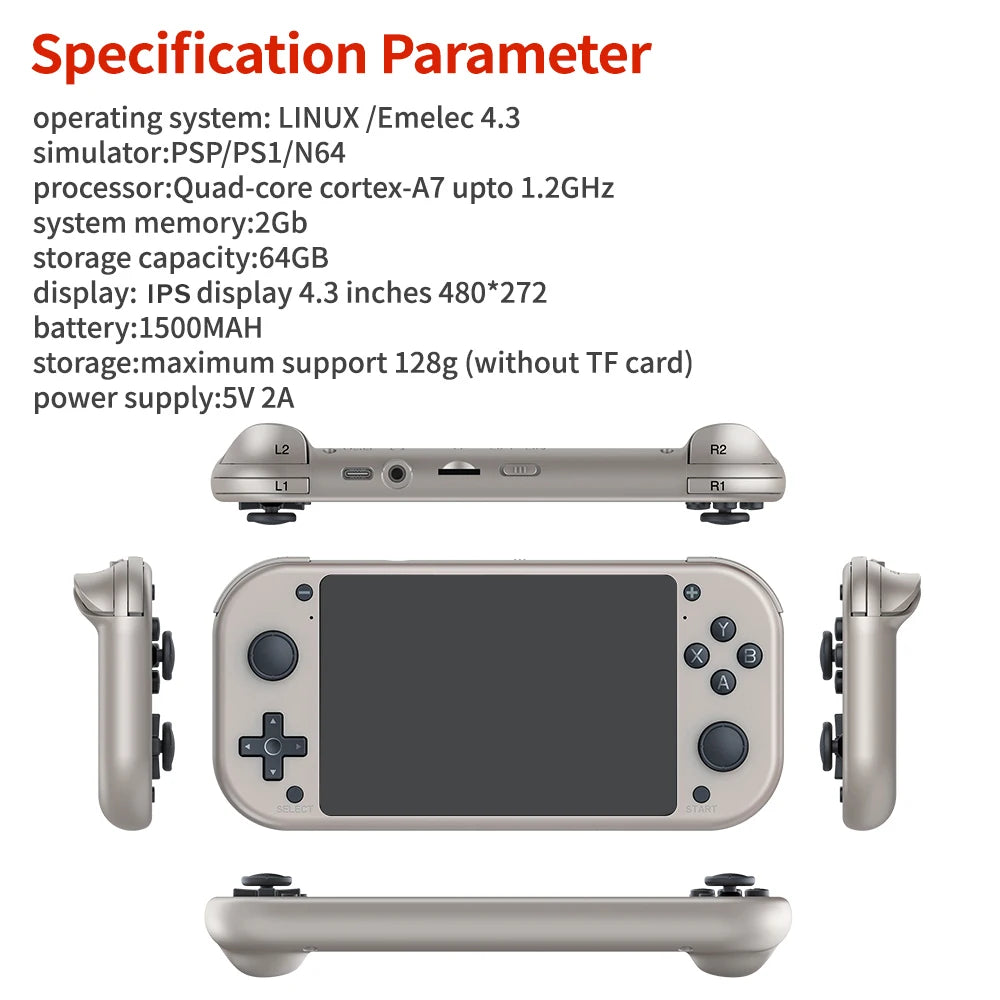 Controle de Vídeo Game Portátil Retro BOYHOM M17 Sistema Open Source Linux, Tela IPS de 4,3 Polegadas, Player de Vídeo Portátil