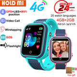 Relógio Inteligente 4G para Crianças com GPS, WIFI, Chamada de Vídeo, SOS, IP67 à Prova d'Água, Relógio Infantil com Câmera, Monitor, Rastreador de Localização e Telefone.